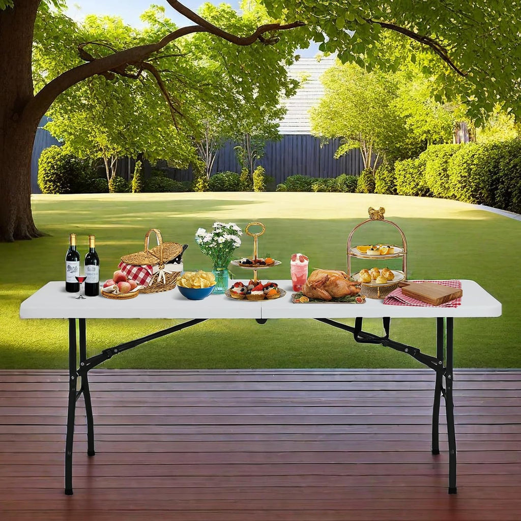 6 Ft White Folding Plastic Table W296