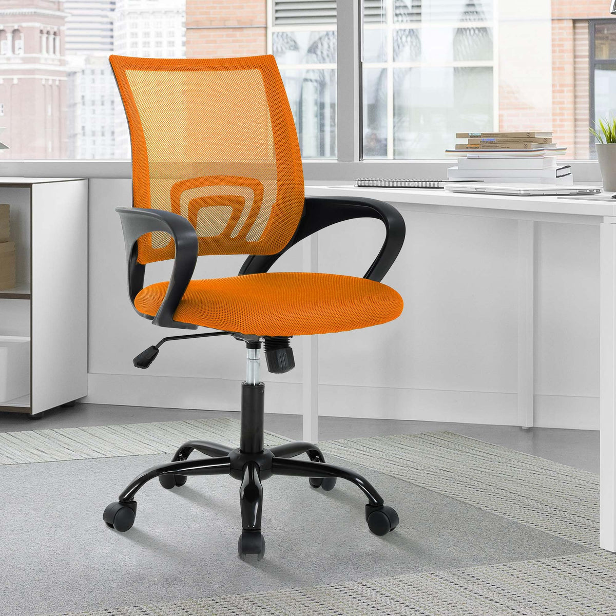 Orange Adjustable Mesh Office Chair with Lumbar Support H3048