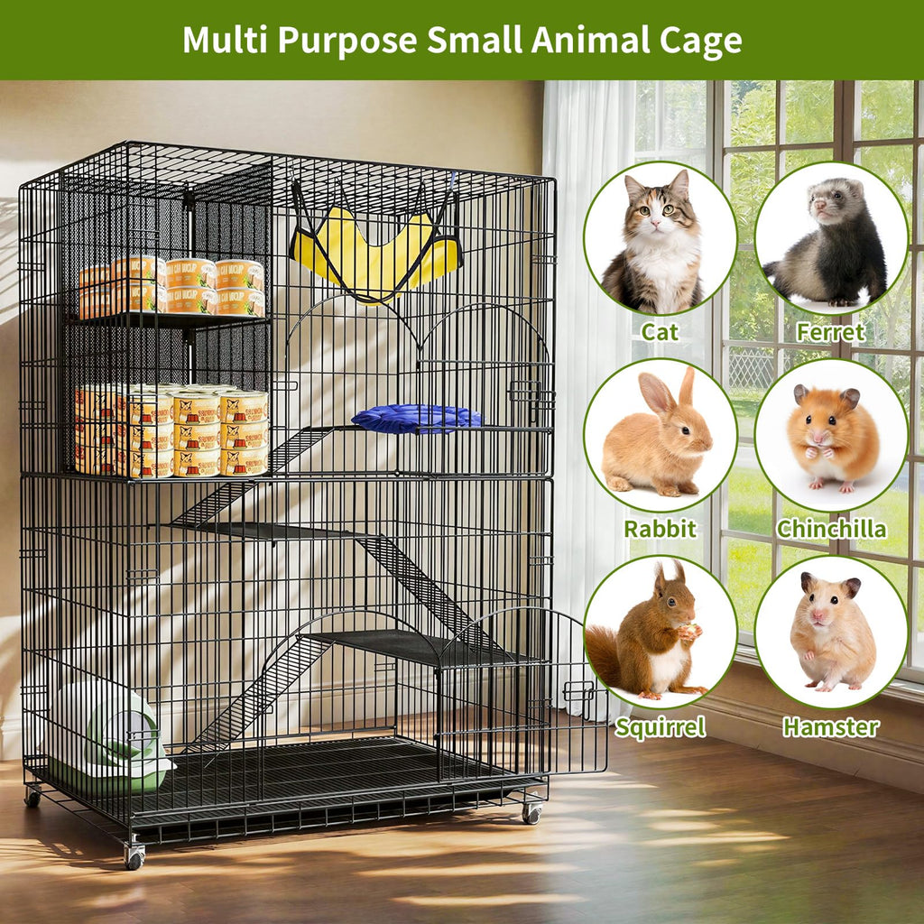 4-Tier Metal Cat Cage with Storage Cube D2945