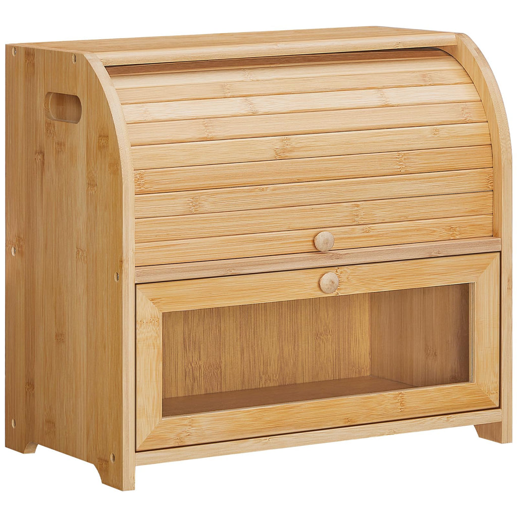 Bamboo 2 Tier Roll-Top Bread Box T1094