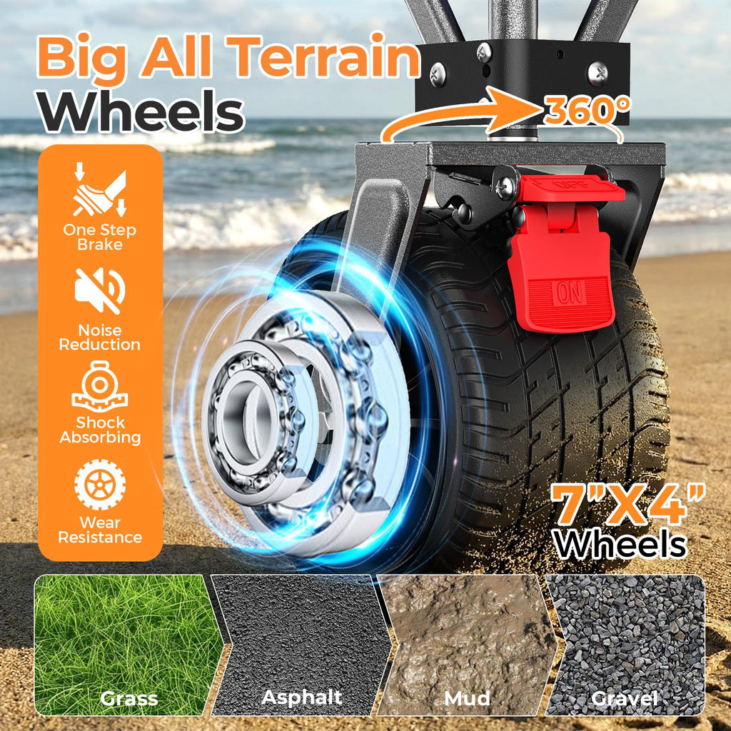 70”L Collapsible Wagon Cart with Big Wheels, Black Q693225