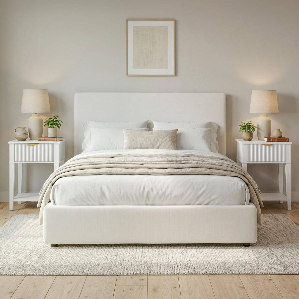 White Nightstand with Drawer and Open Shelf A8870