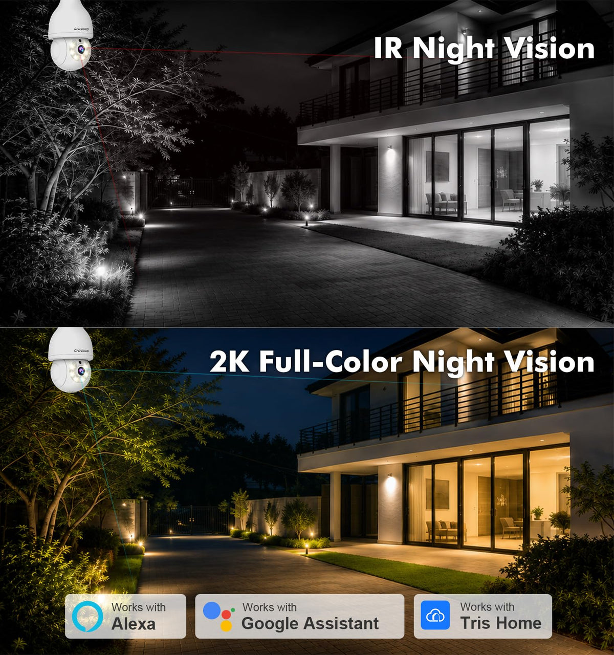 2K Light Bulb Security Camera, 5G/2.4G WiFi, 2 Pack J421