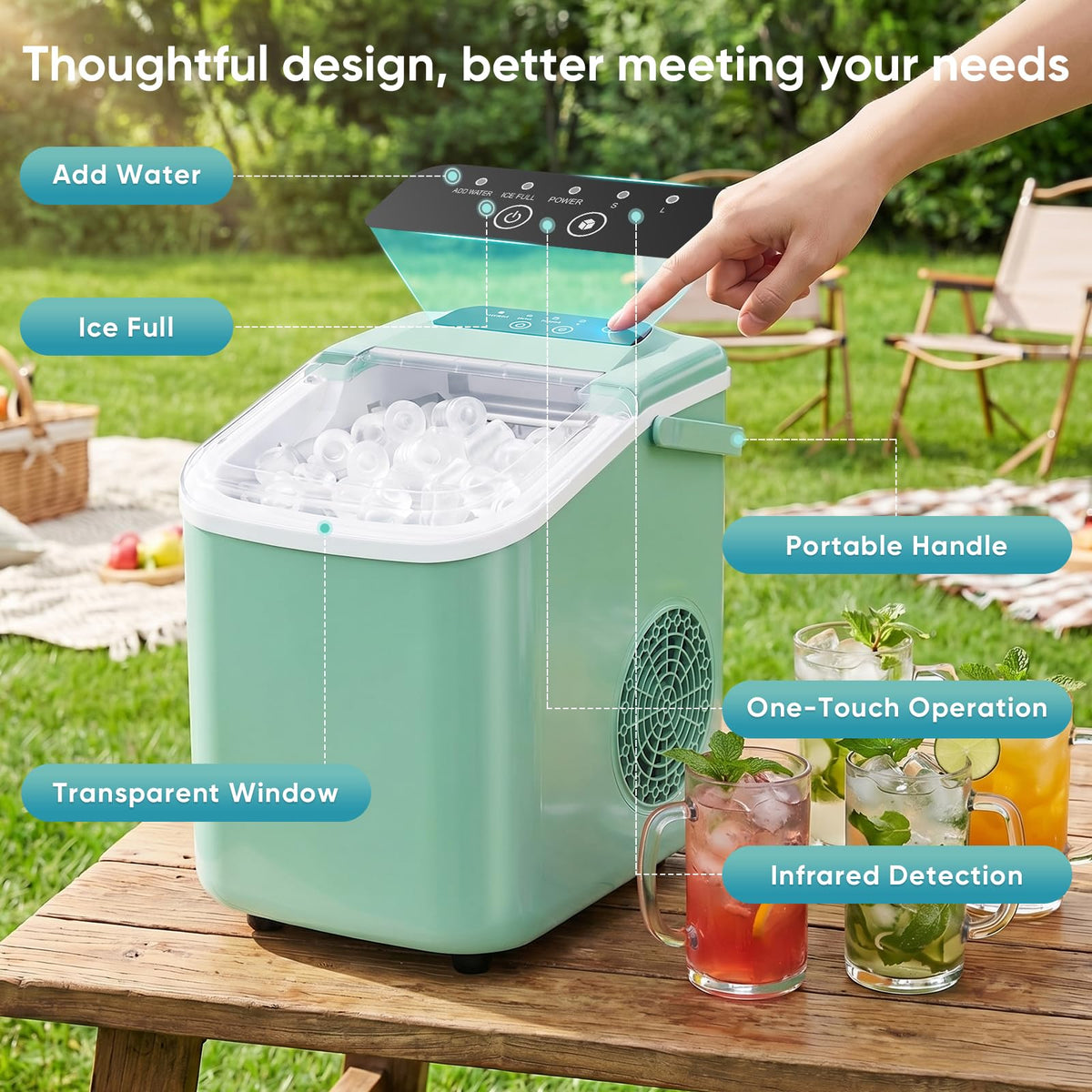 Countertop Ice Maker with Basket and Scoop, 26lbs Daily S816793