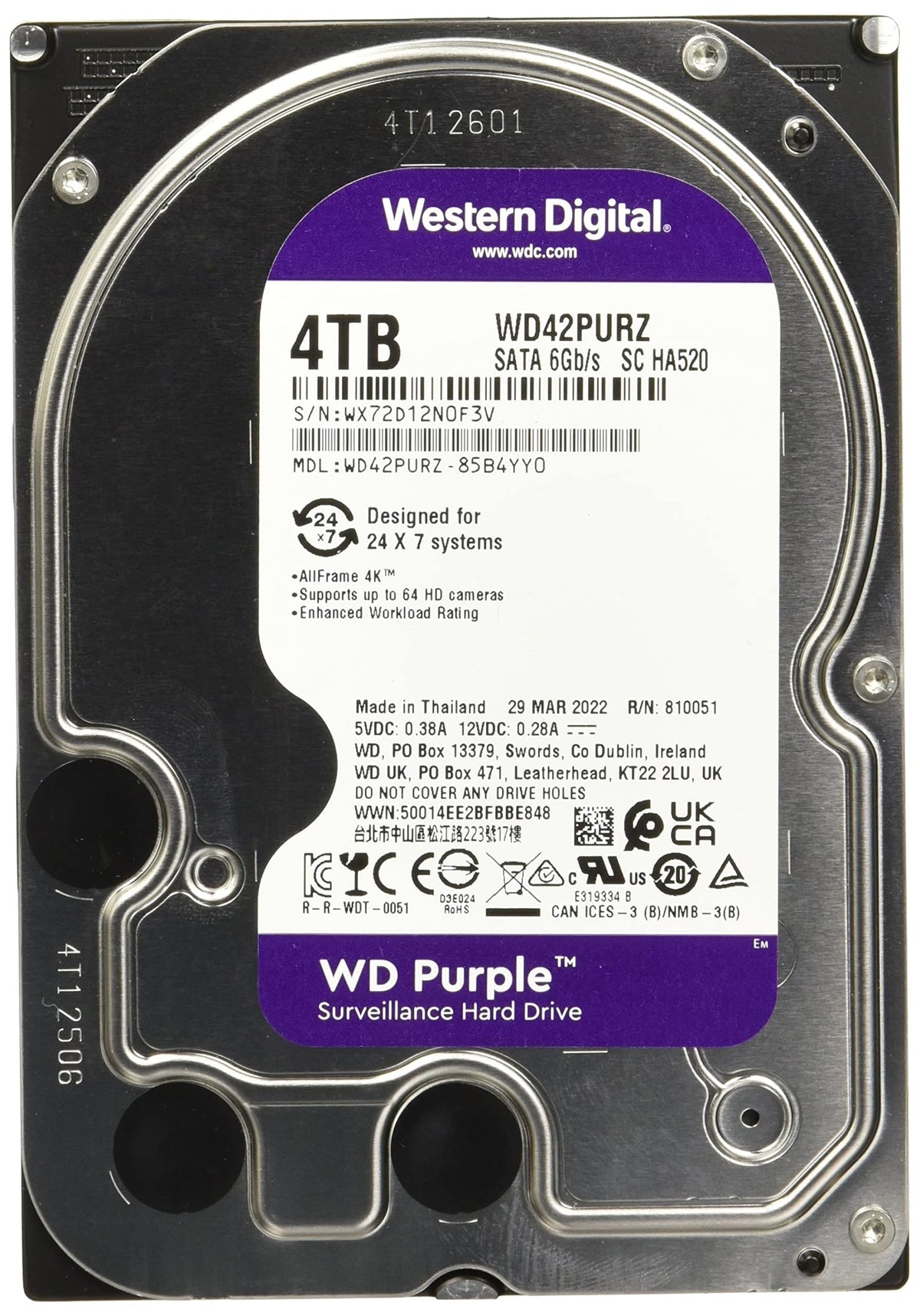 4TB Surveillance Internal Hard Drive HDD W9045