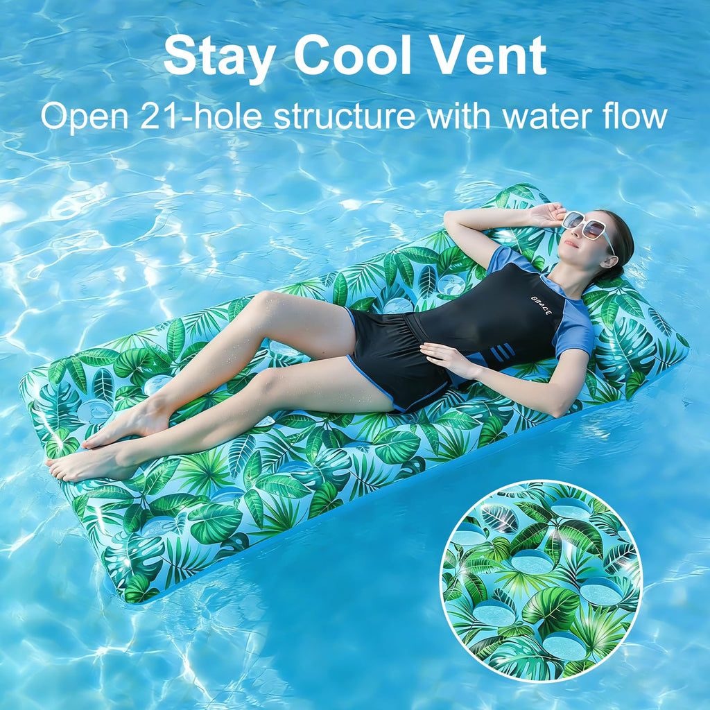 2 Pack Inflatable Pool Lounger with Headrest Drink Holder U887856