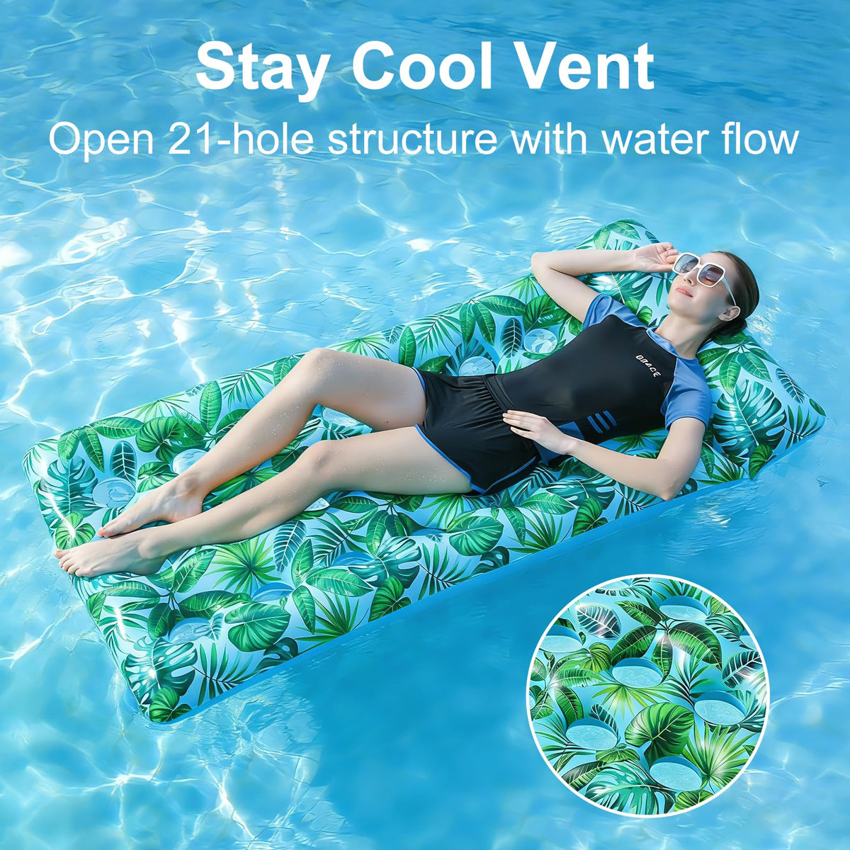 2 Pack Inflatable Pool Lounger with Headrest Drink Holder U887856