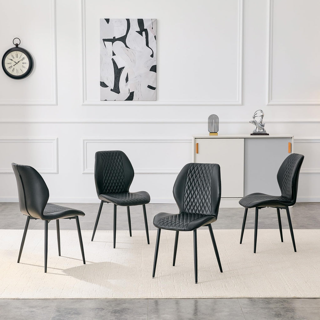 Set of 4 Black Upholstered Dining Chairs F107