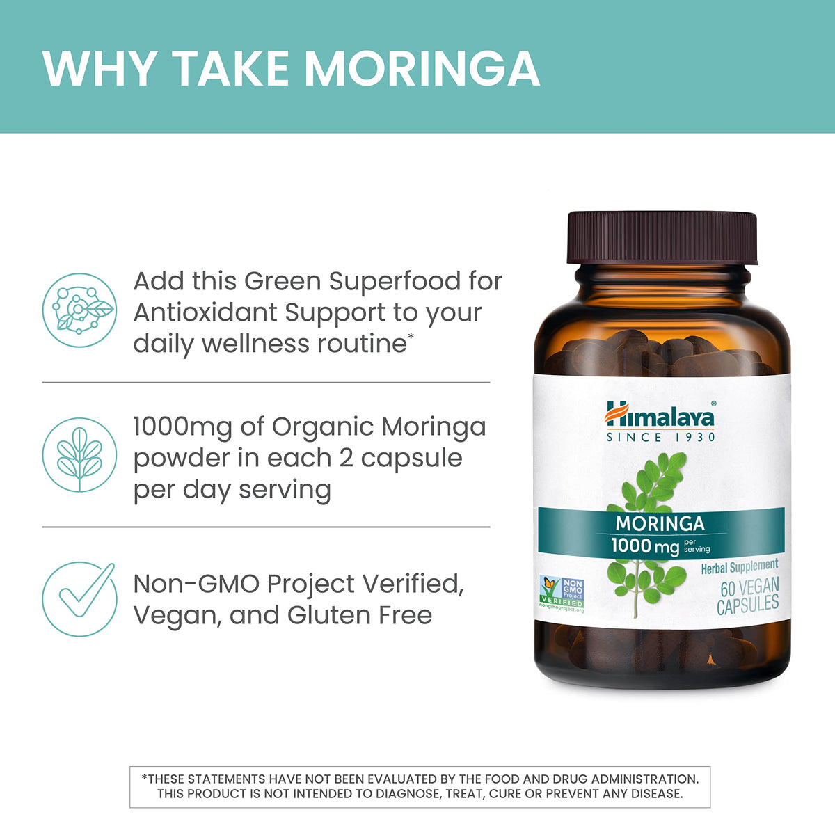 Organic Moringa 1000 mg 60 Capsules B769