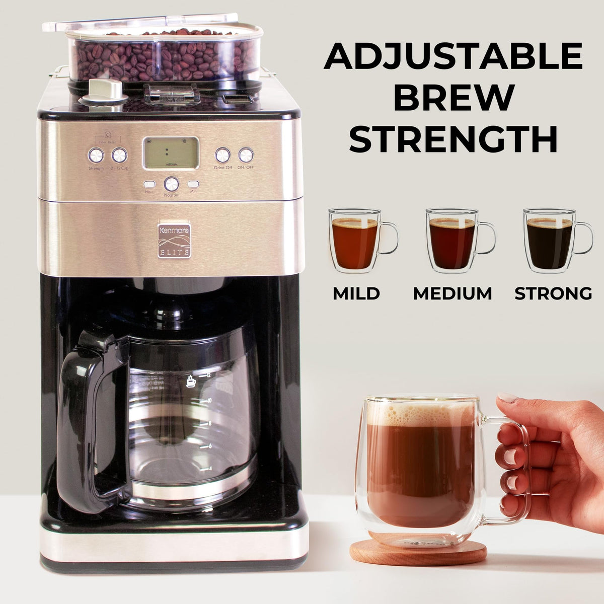 Grind and Brew 12 Cup Programmable Coffee Maker with Burr Grinder E4544