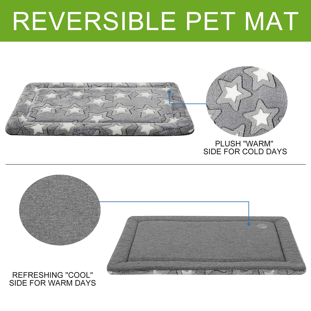 30"x20" Star Pattern Grey Dog Crate Pad M237481