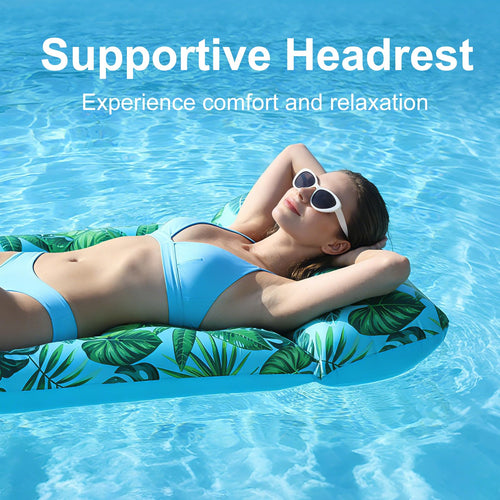 2 Pack Inflatable Pool Lounger with Headrest Drink Holder U887856