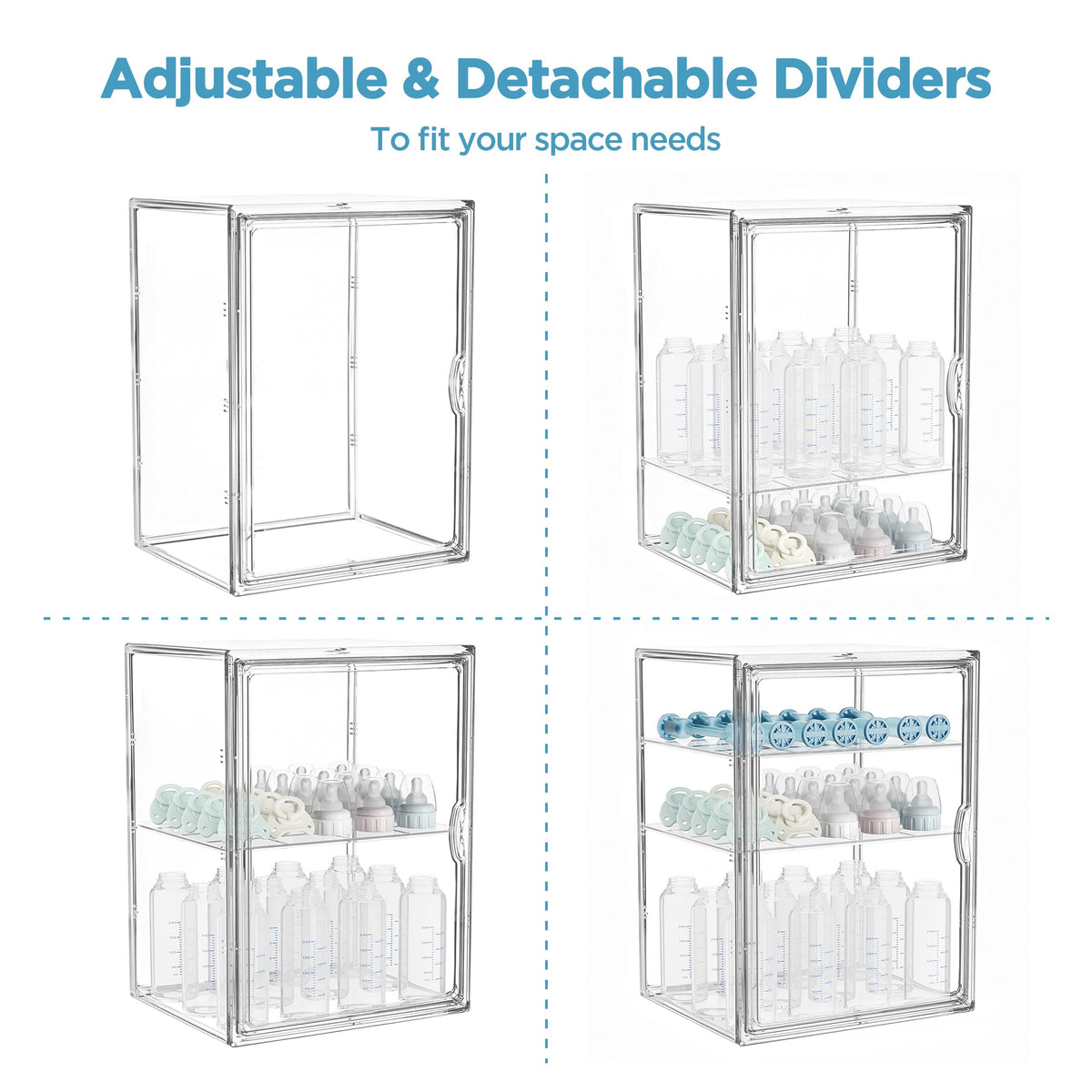 3 Tiers Adjustable Clear Acrylic Baby Bottle Storage Organizer N257103