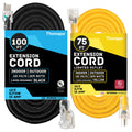 Black Oil Resistant 12 Gauge Extension Cord 100 ft and Yellow 10 Gauge Extension Cord 75 ft S865