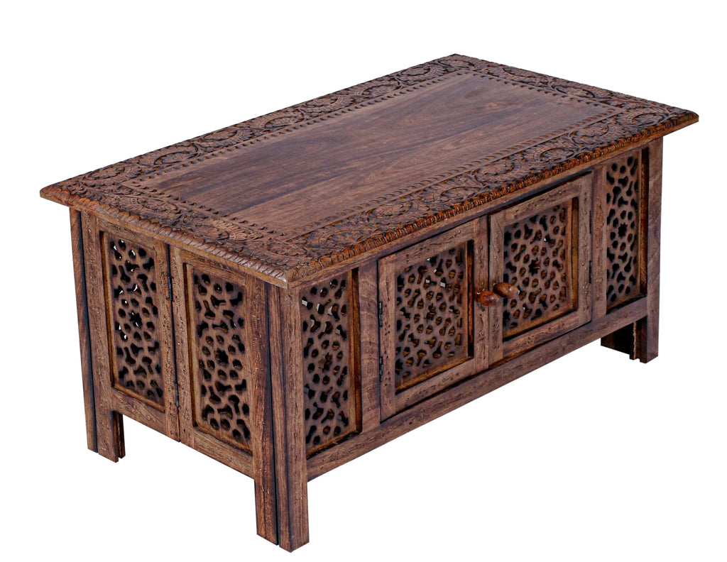 Hand-Carved Mango Wood Coffee Table A77051