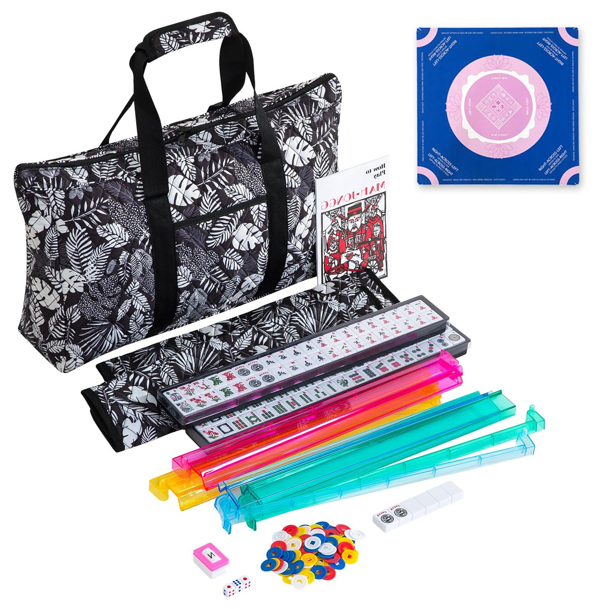 American Mahjong Tile Set with 166 Tiles, 4 Racks & Travel Bag J7854