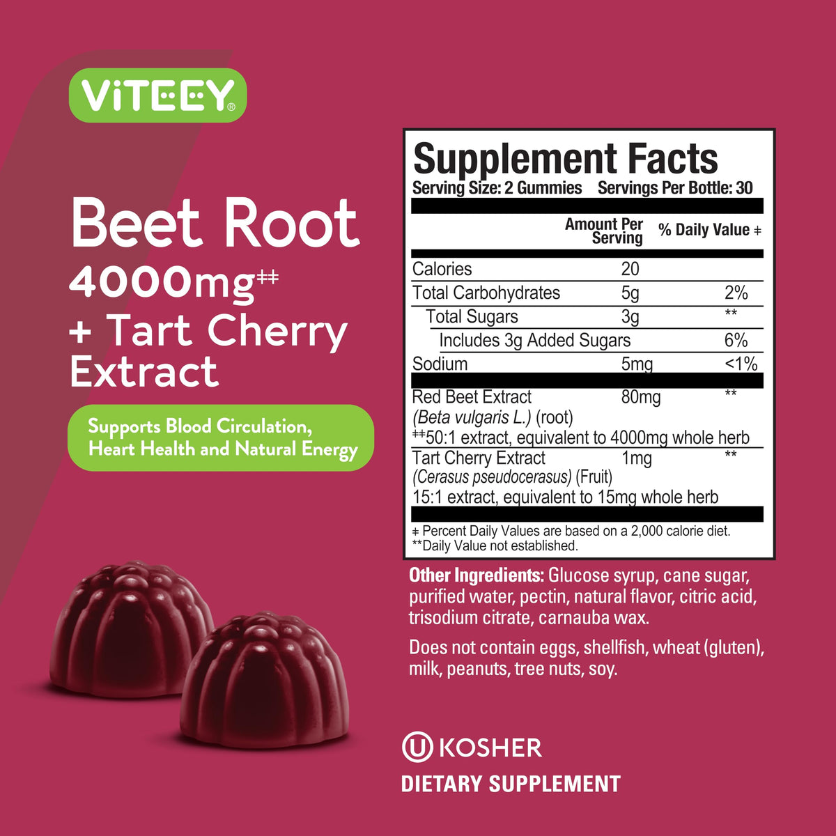 Beet Root Gummies 4000mg & Tart Cherry K262579
