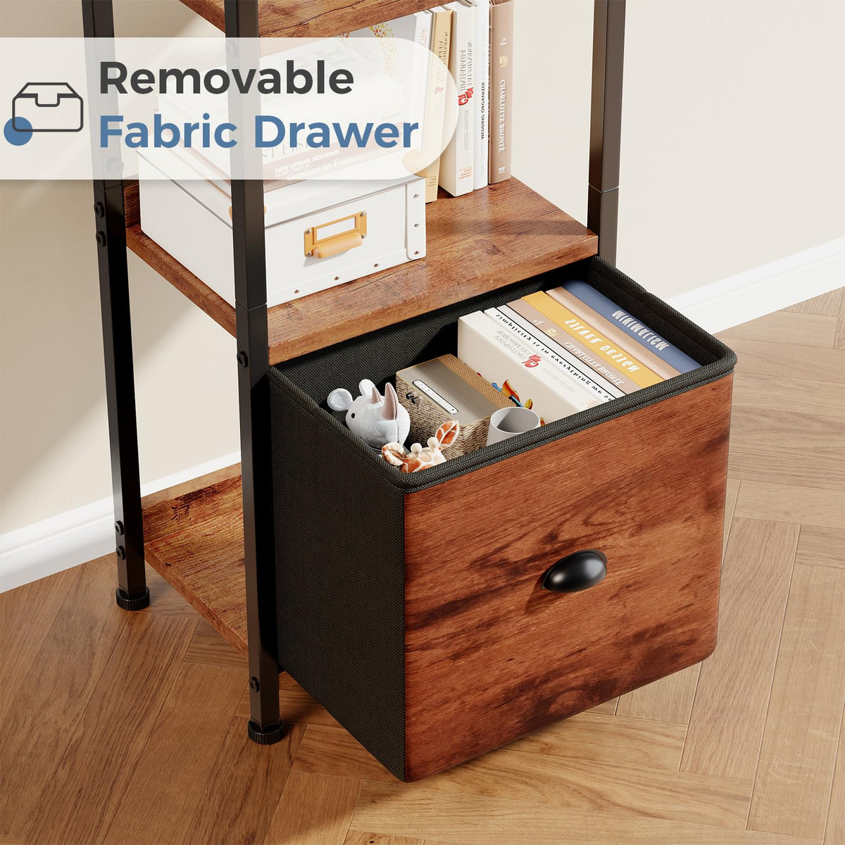 5 Tier Bookshelf with Fabric Drawer M388247