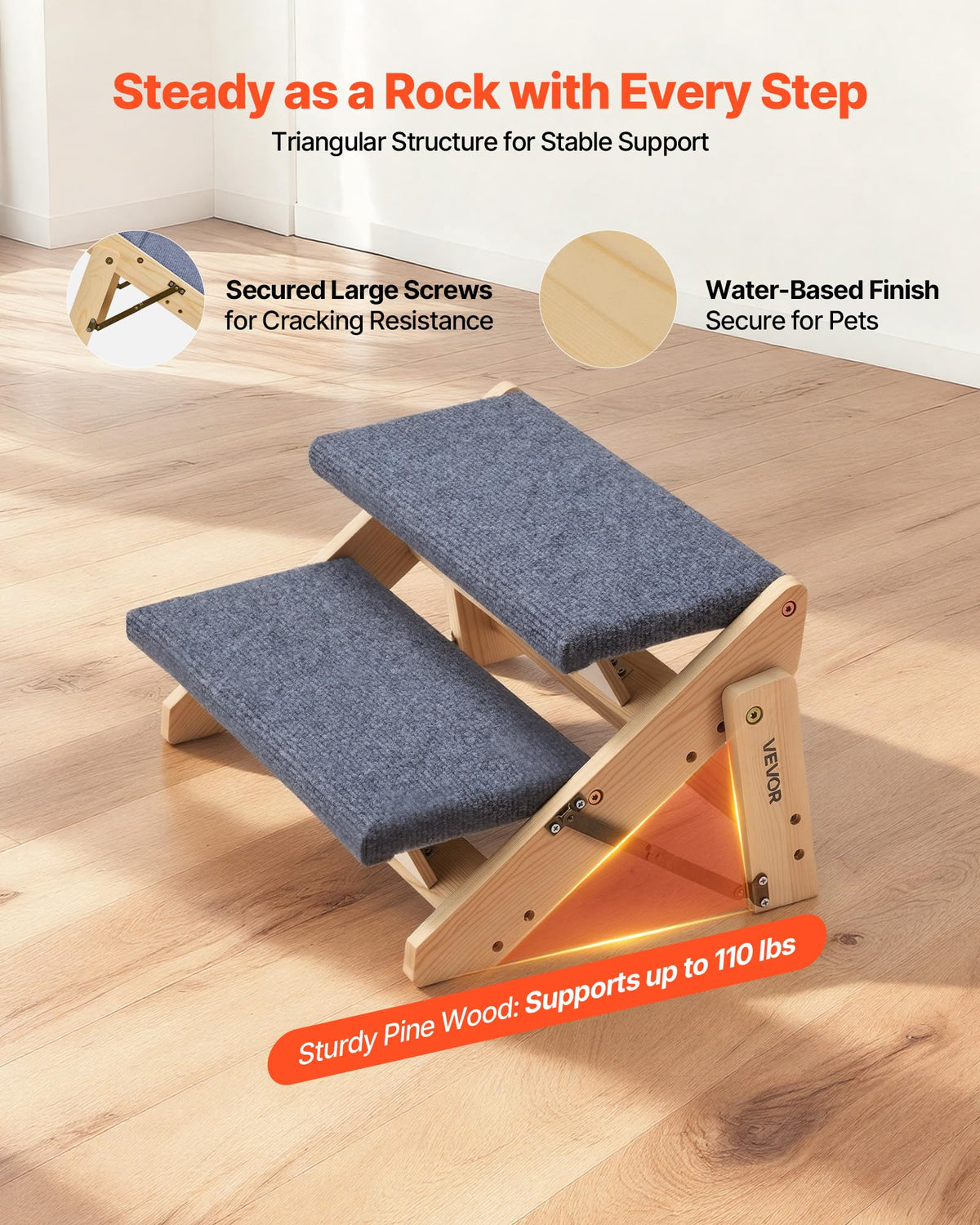 Wood 2-Step Pet Stairs O790