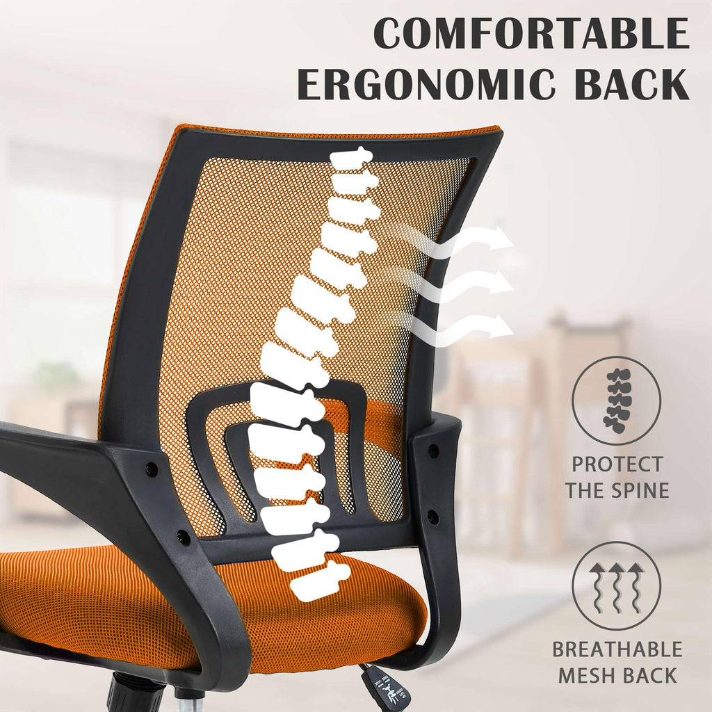 Orange Adjustable Mesh Office Chair with Lumbar Support H3048