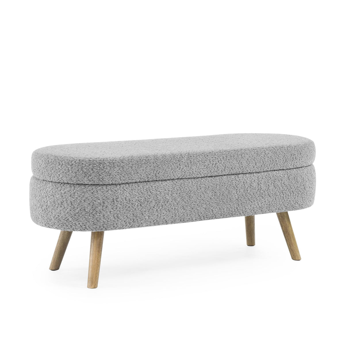 Oval Storage Bench with Rubber Wood Legs Gray D233