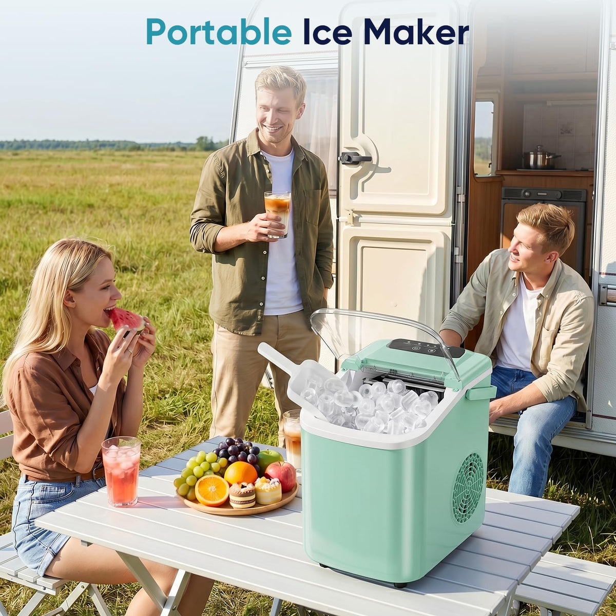 Countertop Ice Maker with Basket and Scoop, 26lbs Daily S816793