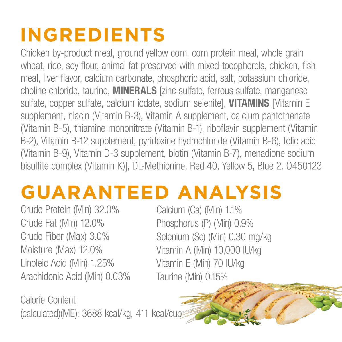 High Protein Dry Cat Food with Real Chicken 20 Pounds E423725