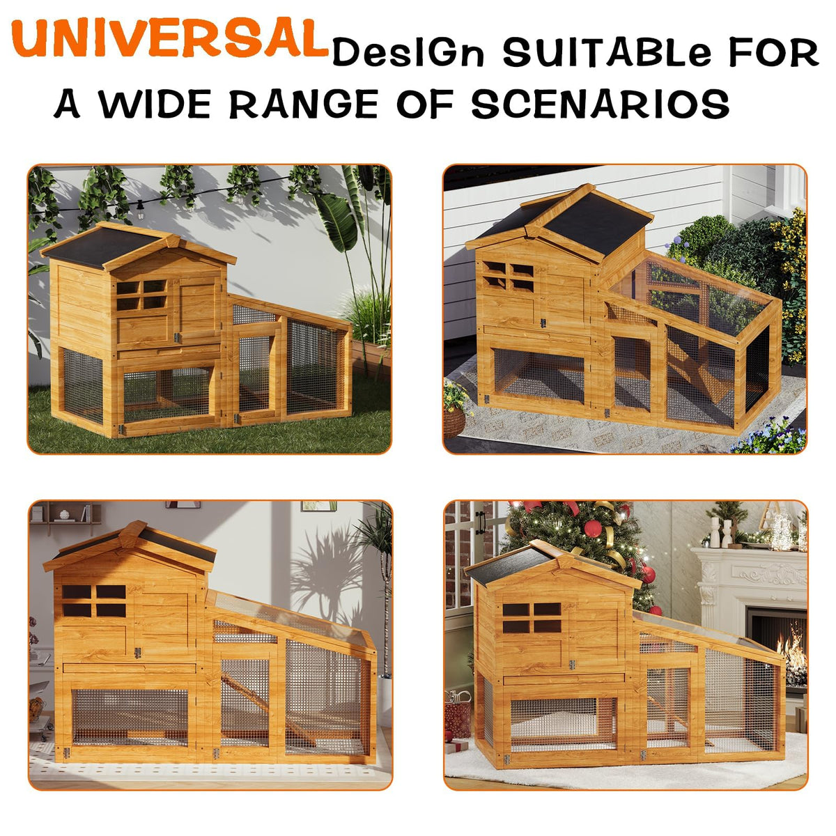 2-Story Wooden Rabbit Hutch with Run S2040