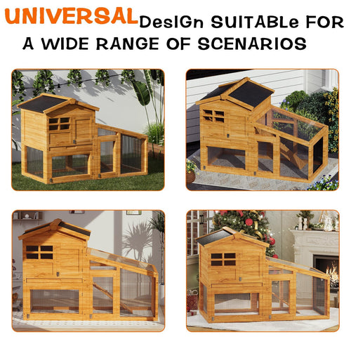 2-Story Wooden Rabbit Hutch with Run S2040
