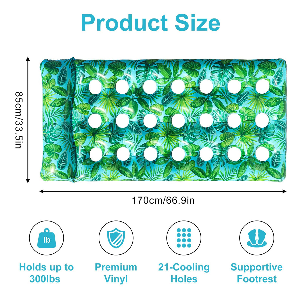 2 Pack Inflatable Pool Lounger with Headrest Drink Holder U887856