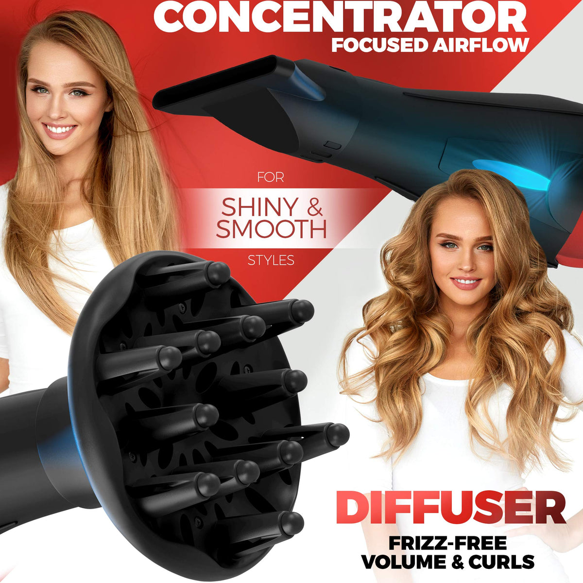 Ionic Curly Hair Dryer with Diffuser F785752