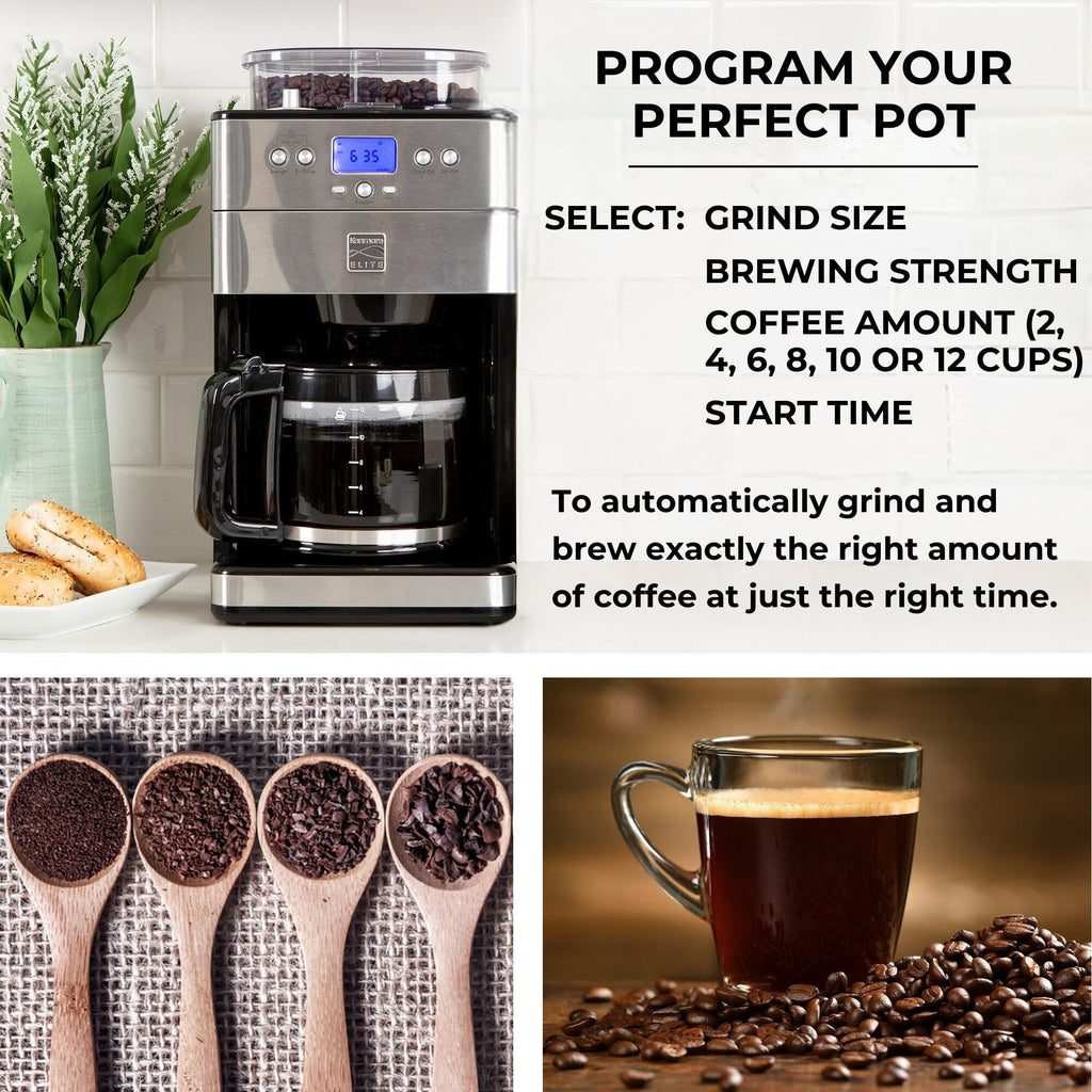 Grind and Brew 12 Cup Programmable Coffee Maker with Burr Grinder E4544