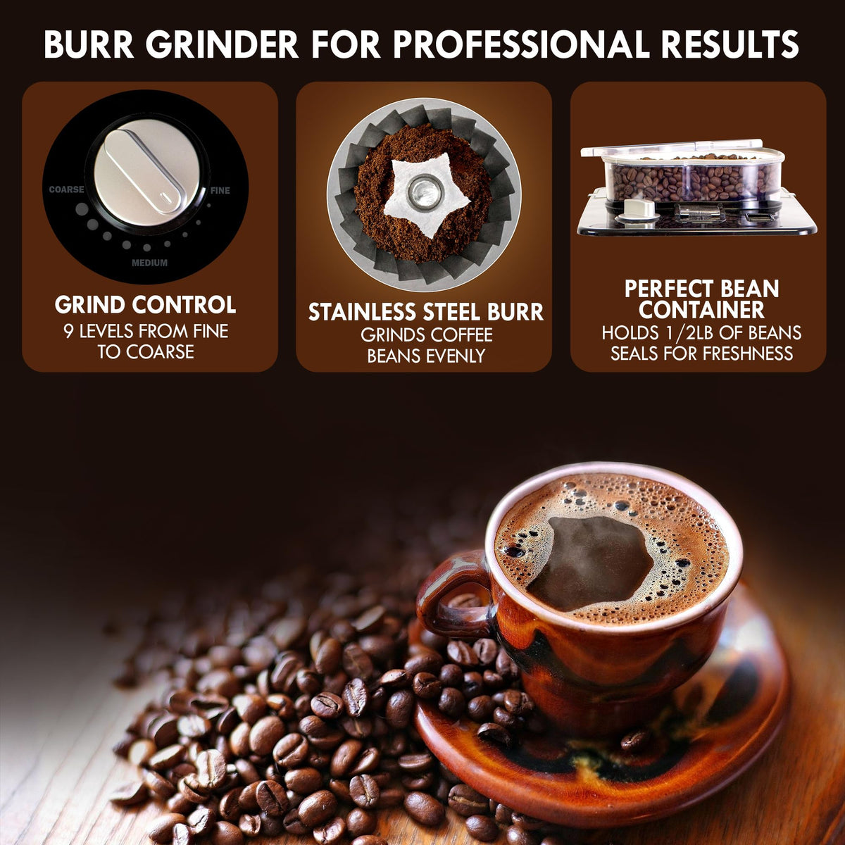 Grind and Brew 12 Cup Programmable Coffee Maker with Burr Grinder E4544
