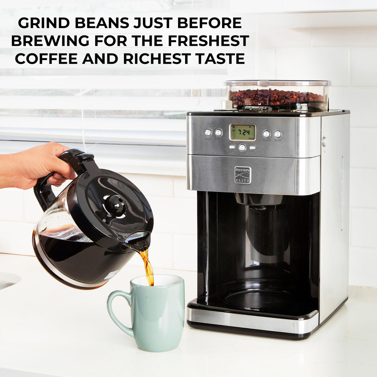 Grind and Brew 12 Cup Programmable Coffee Maker with Burr Grinder E4544