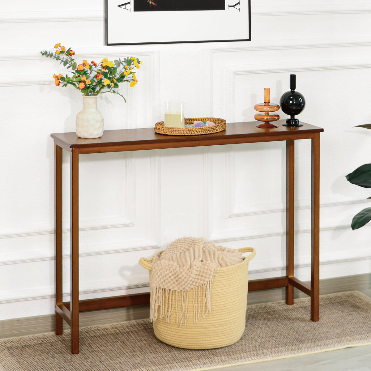 Bamboo Narrow Wood Console Table J73096
