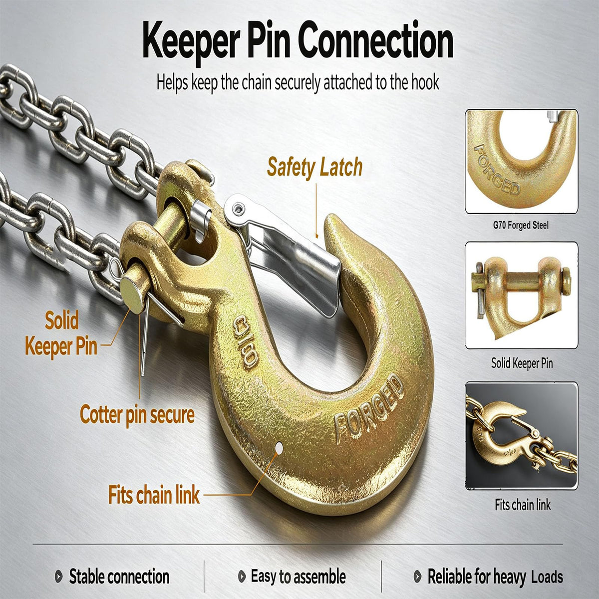 2 Pack 3/8 Inch Forged Steel Clevis Slip Hook with Safety Latch W16128