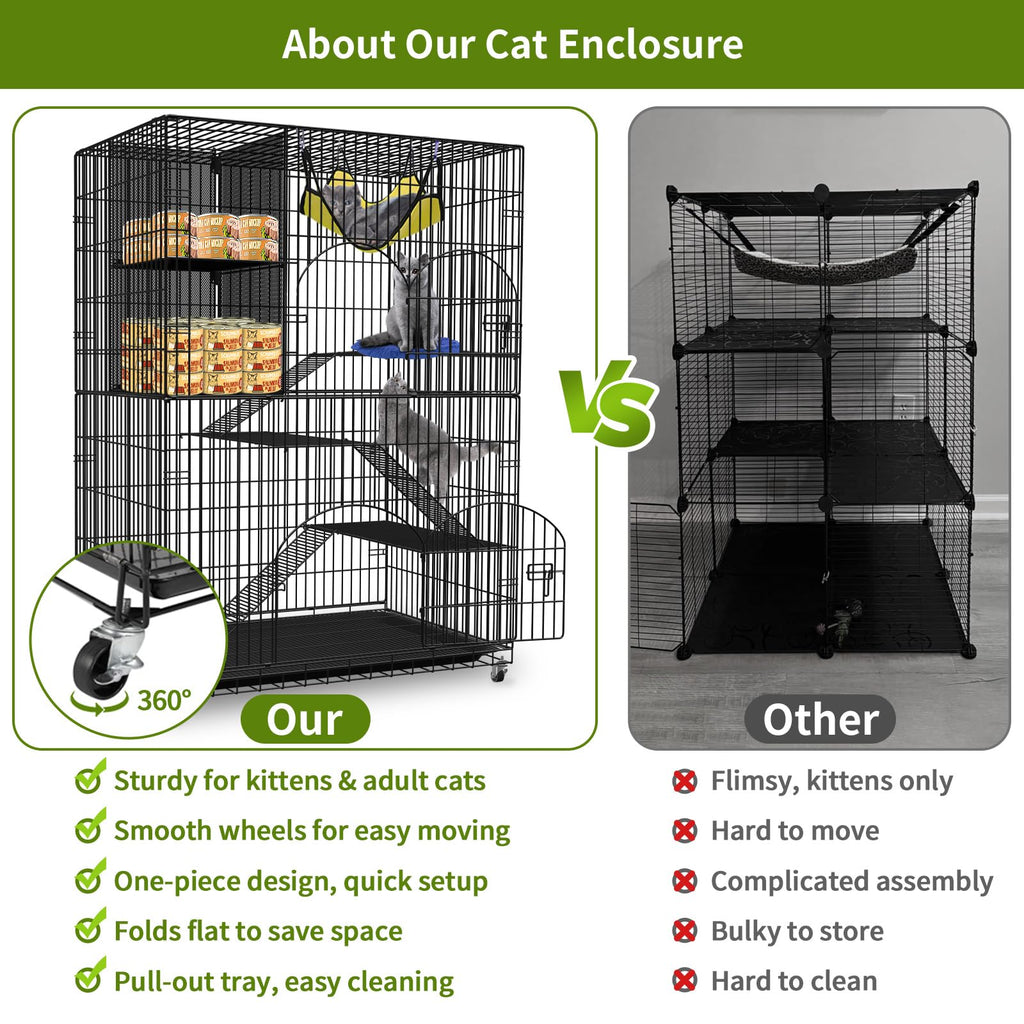 4-Tier Metal Cat Cage with Storage Cube D2945