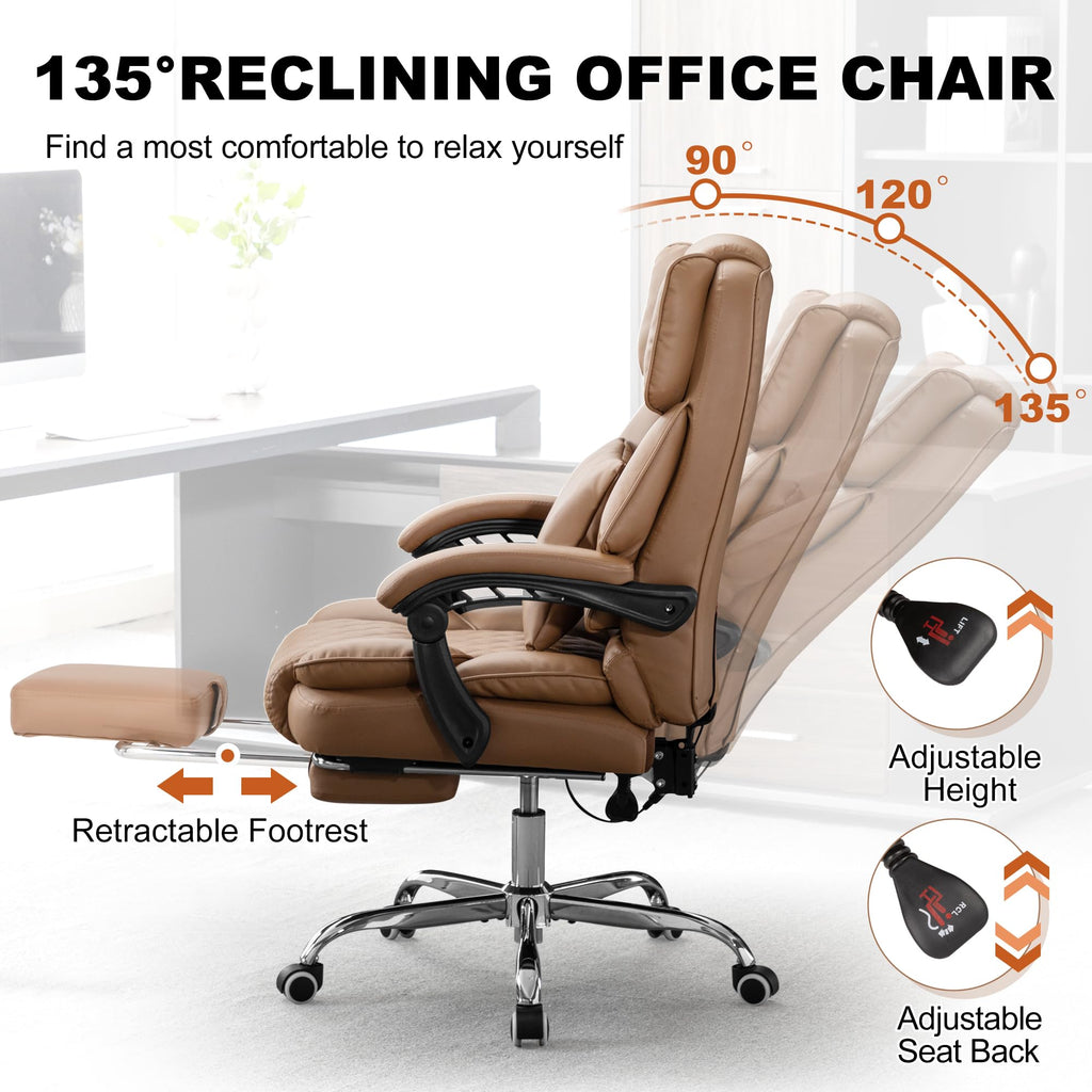Heated Reclining Office Chair with Footrest T3365