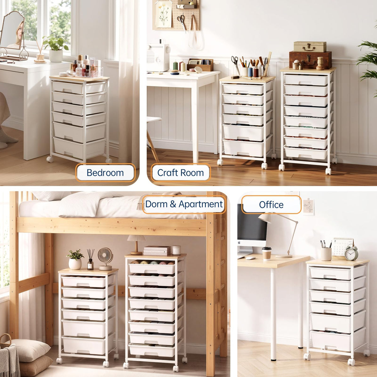 Rolling Storage Cart with 6 Drawers Q88419