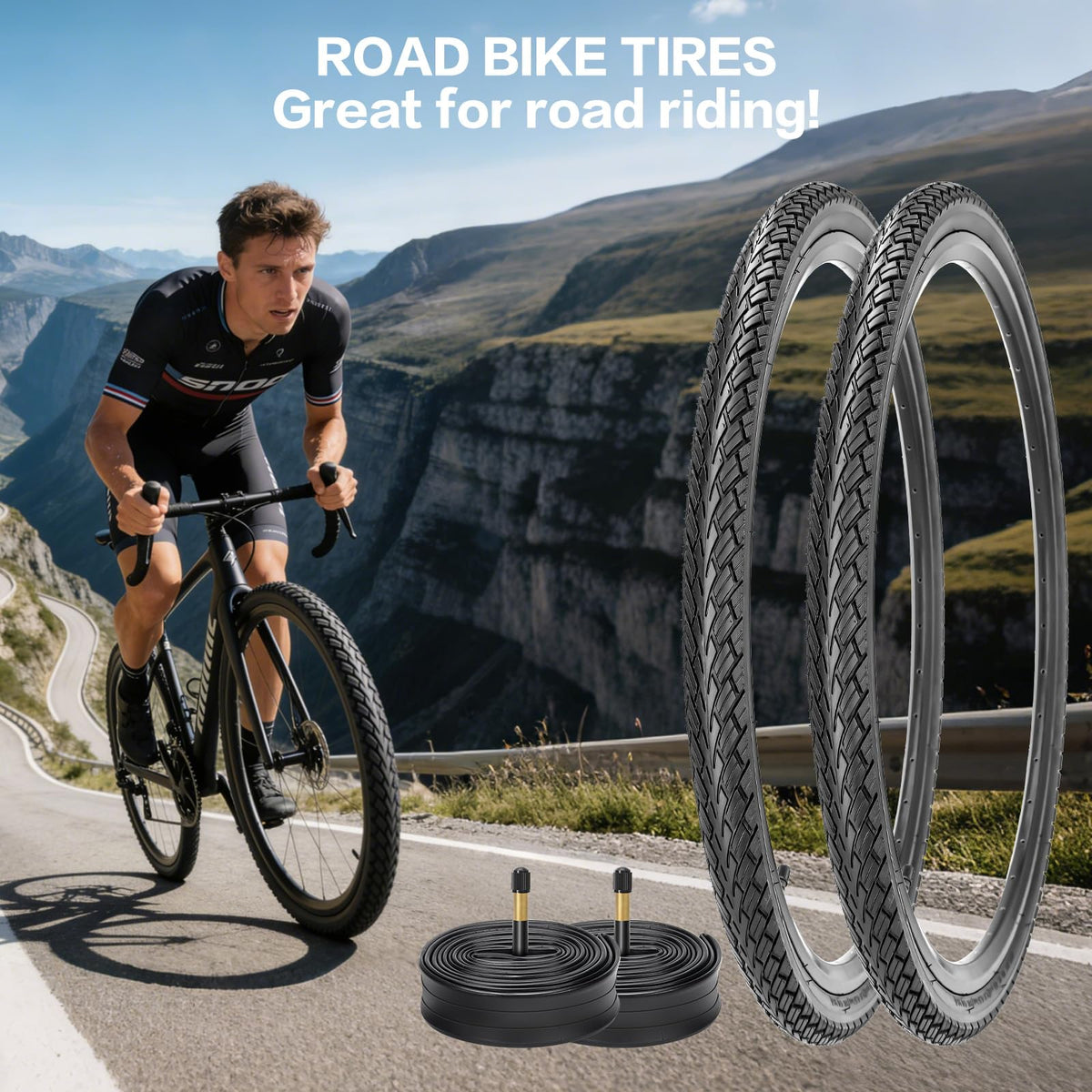 Foldable Road Bike Tires and Inner Tubes 2-Pack K95615
