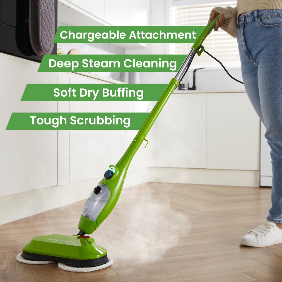 8 in 1 Handheld Steam Mop with 2 Washable Scrub Pads P459377