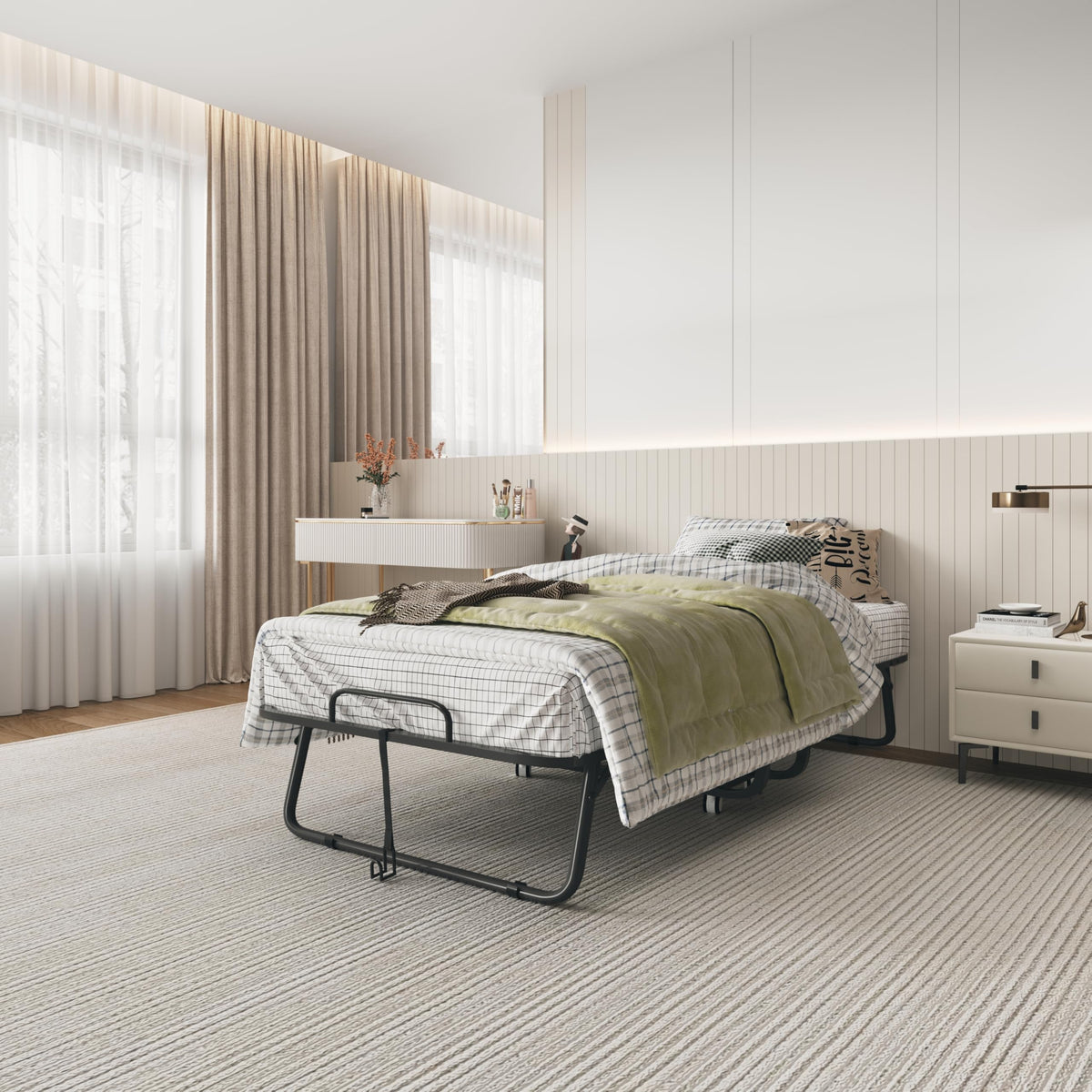 Folding Bed with Mattress 75 x 31 Inch Twin Size M6963