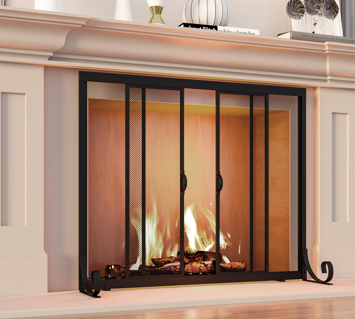 Sliding Wrought Iron Fireplace Screen M153