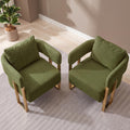 Green Teddy Upholstered Arm Chairs Set of 2 with Metal Legs R455024