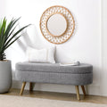 Oval Storage Bench with Rubber Wood Legs Gray D233