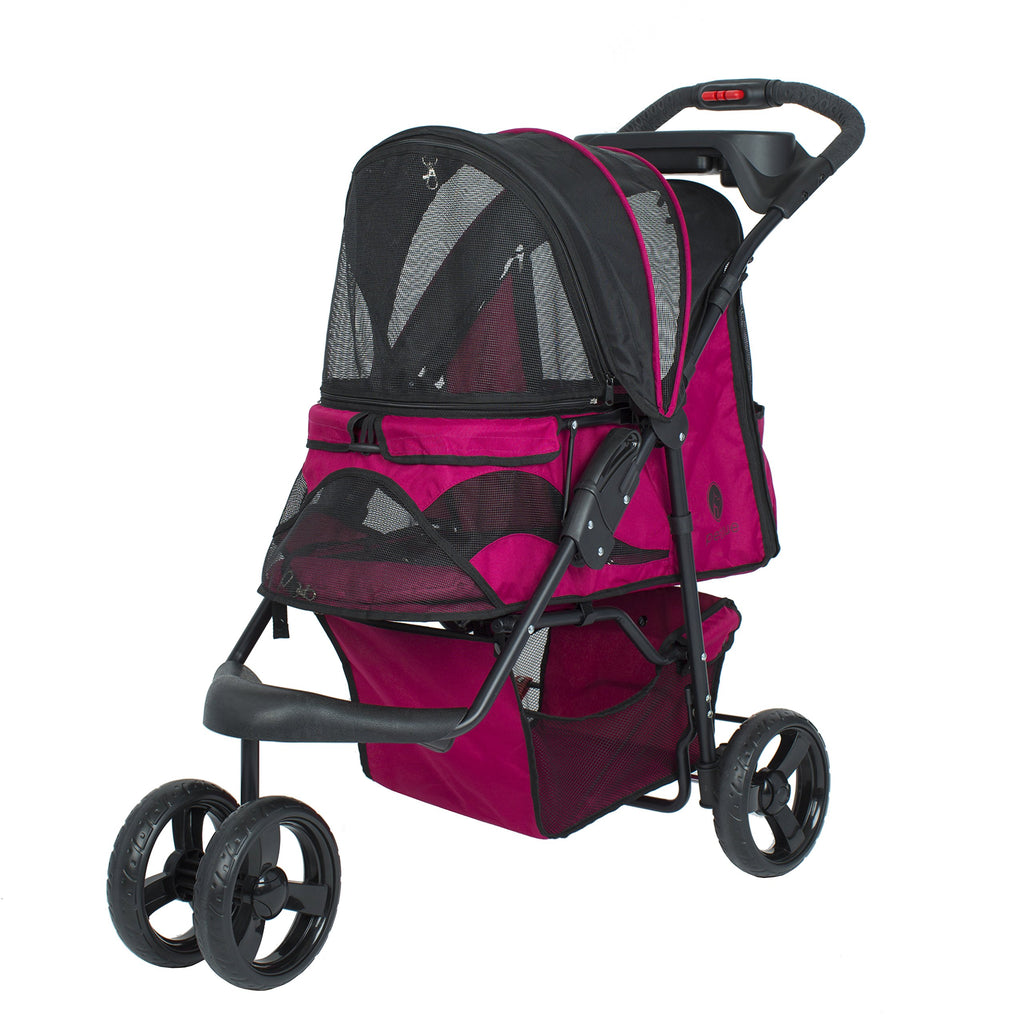 Durable Pet Stroller with Mesh Windows and Storage Basket T309