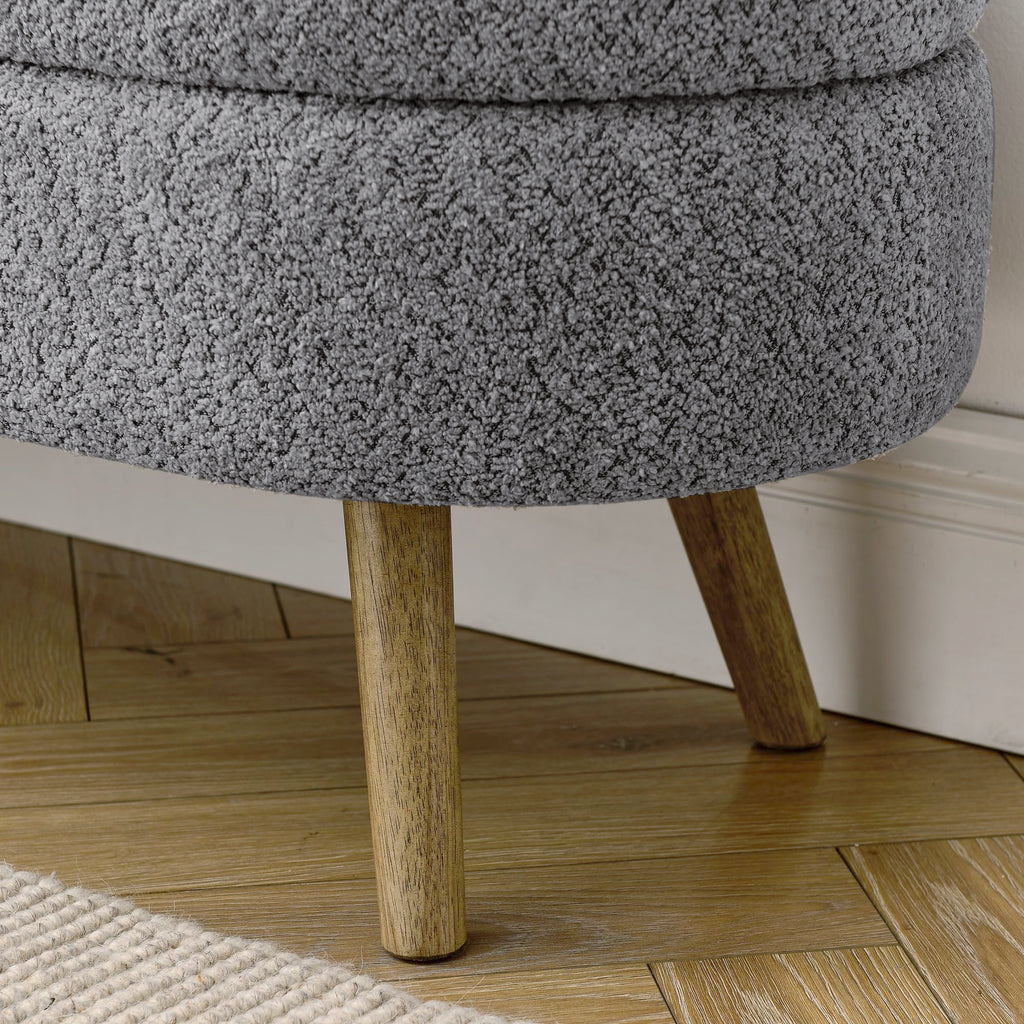 Oval Storage Bench with Rubber Wood Legs Gray D233