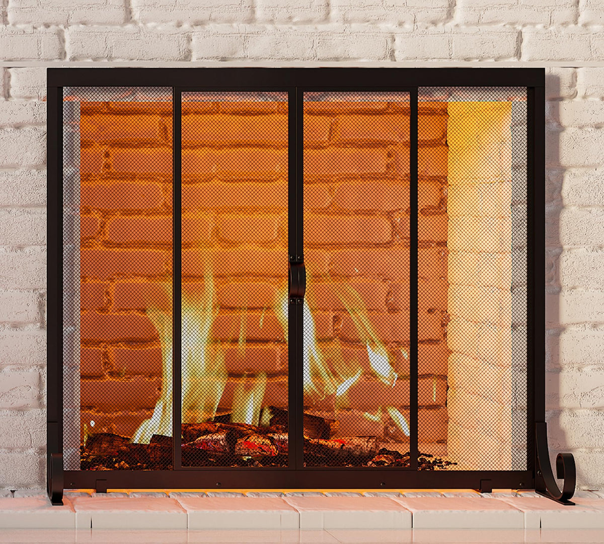 Sliding Wrought Iron Fireplace Screen M153