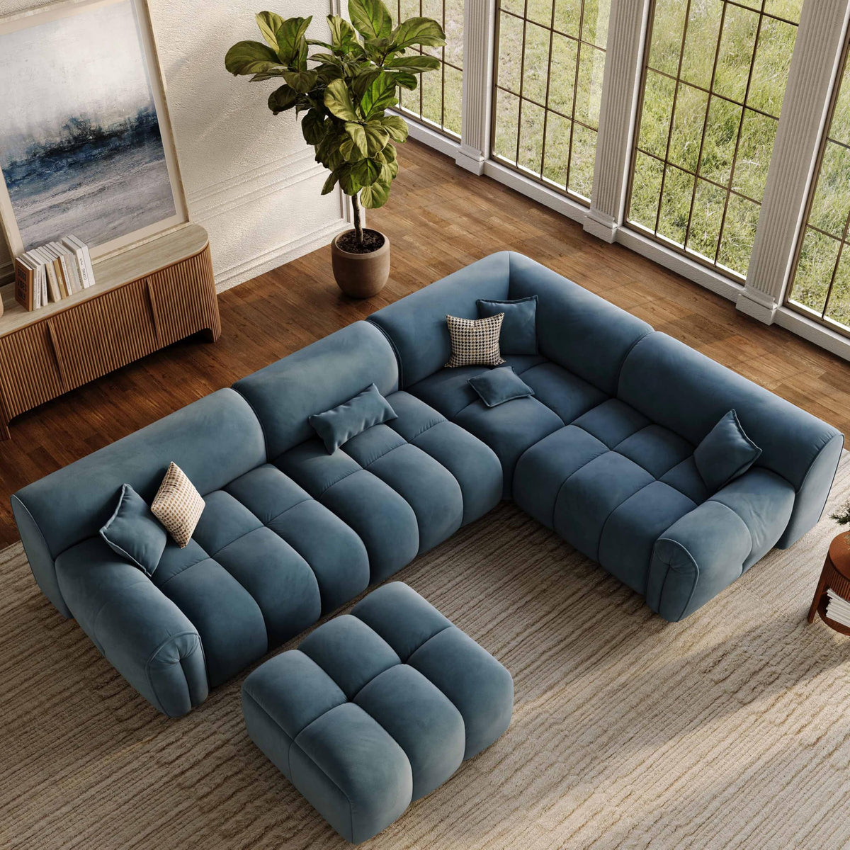 Oversized U-Shaped Sectional Sofa with Ottoman A469