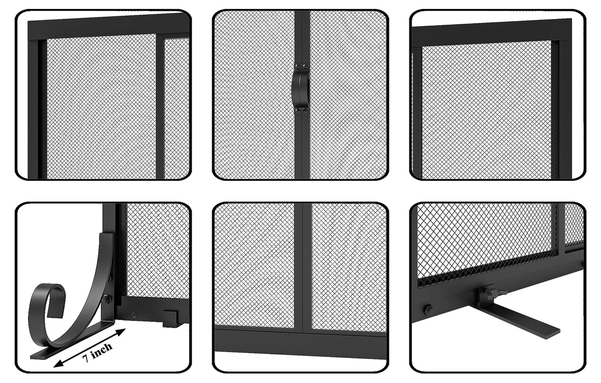Sliding Wrought Iron Fireplace Screen M153